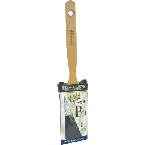 Crown Pro Straight Paint Brush, Bristle, Wood Handle, 2" Width Action Paper
