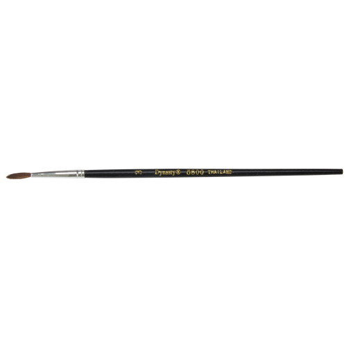 Black Pointed Bristle Artist Brush, 2.1 mm Brush Width, Camel Hair, Wood Handle Action Paper