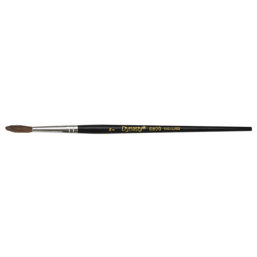 Black Pointed Bristle Artist Brush, 4 mm Brush Width, Camel Hair, Wood Handle Action Paper