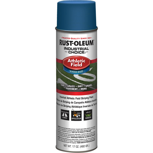 AF1600 Athletic Field Striping Paint, Blue, Aerosol Can Action Paper