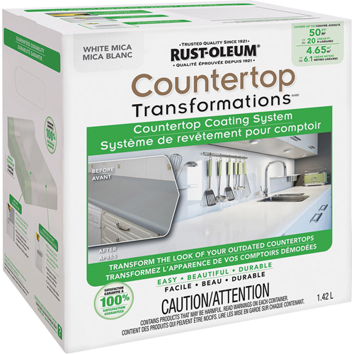 Syst&egrave;me de rev&ecirc;tement au mica pour comptoir Countertop Transformations, 1,42 L, Trousse, Mica blanc Action Paper