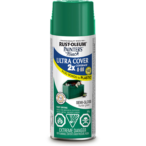 Painter's Touch&reg; Ultra Cover Paint, Hunter Green, Semi-Gloss, Aerosol Can Action Paper