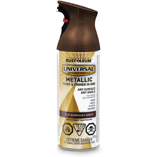Universal&reg; Spray Paint, Burnished Amber Brown, Very Flat, Aerosol Can Action Paper