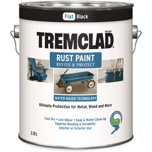 Tremclad&reg; Water-Based Rust Paint, 3.78 L, Gallon, Black Action Paper