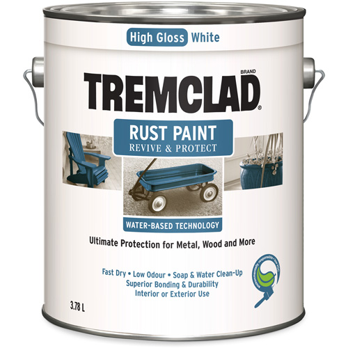 Peinture antirouille &agrave; base d'eau Tremclad, 3,78 L, Gallon, Blanc Action Paper