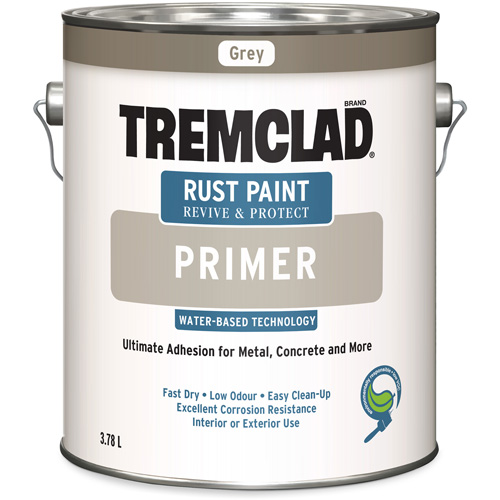 Appr&ecirc;t antirouille &agrave; base d'eau Tremclad, 3,78 L, Gallon, Gris Action Paper