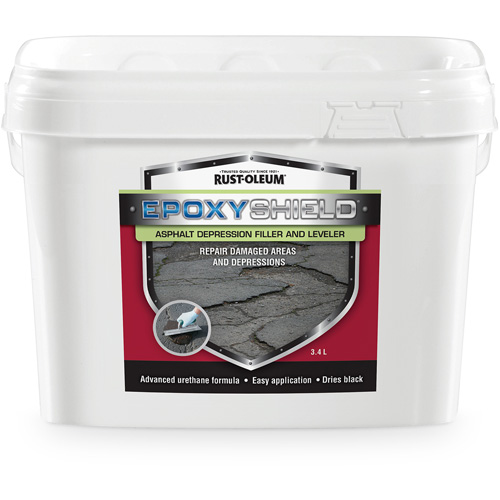 EpoxyShield&reg; Asphalt Depression Filler & Leveler, Pail, Black Action Paper
