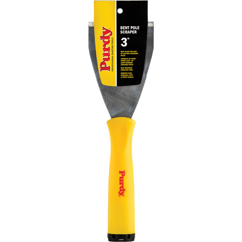 Premium Bent Pole Scraper, Stainless Steel Blade, 3" Wide, Plastic Handle Action Paper