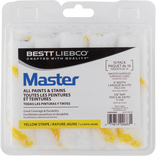 Master Yellow Stripe Mini Roller, 10 mm (3/8") Nap, 101.6 mm (4") L Action Paper