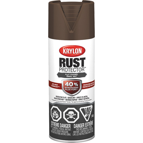 Rust Protector&reg; Enamel Paint, Leather Brown, Very Flat, 12 oz., Aerosol Can Action Paper