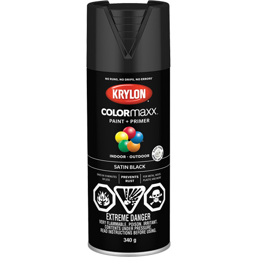 Appr&ecirc;t + peinture COLORmaxx, Noir, Semi-mat, 12 oz, Canette a&eacute;rosol Action Paper