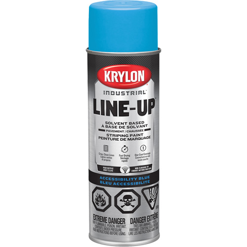 Industrial LINE-UP Solvent-Based Pavement Striping Aerosol Paint, Blue, 18 oz., Aerosol Can Action Paper