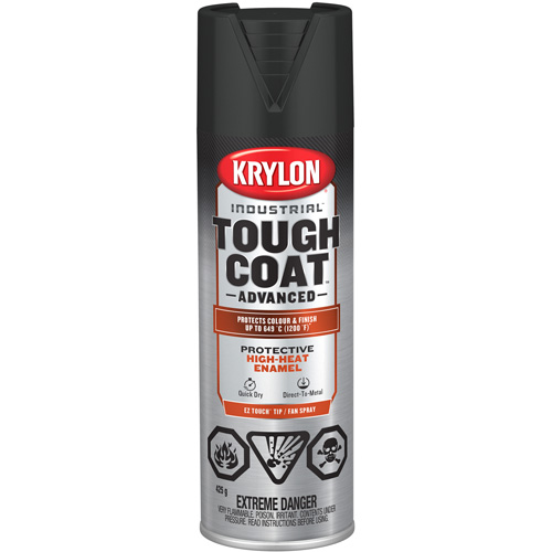 Peinture industrielle &agrave; chaleur &eacute;lev&eacute;e Tough Coat Advanced, Noir haute temp&eacute;rature, Plat, 425 g, Canette a&eacute;rosol Action Paper