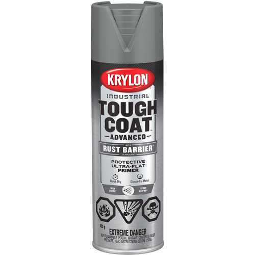 Peinture Tough Coat avec technologie Rust Barrier, Appr&ecirc;t gris, Ultra-mat, 425 g, Canette a&eacute;rosol Action Paper