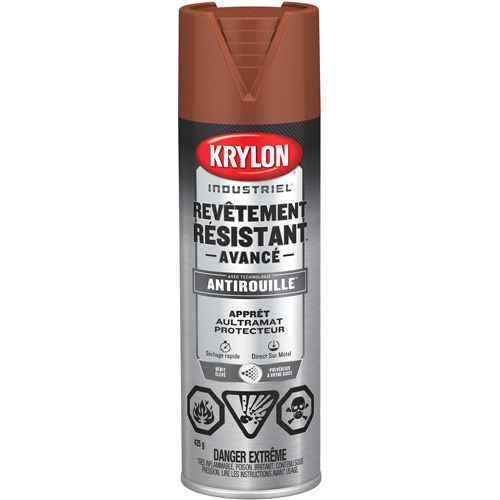 Tough Coat&reg; Advanced Paint with Rust Barrier Technology, Red Oxide Primer, Ultra-Flat, 425 g, Aerosol Can Action Paper