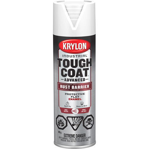 Peinture Tough Coat avec technologie Rust Barrier, Blanc, Plat, 425 g, Canette a&eacute;rosol Action Paper