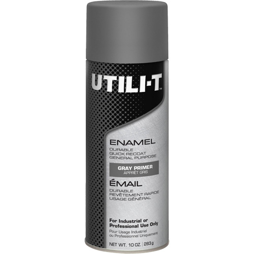 UTILI-T General Purpose Enamel Spray Paint, Grey Primer, 10 oz./283 g, Aerosol Can Action Paper