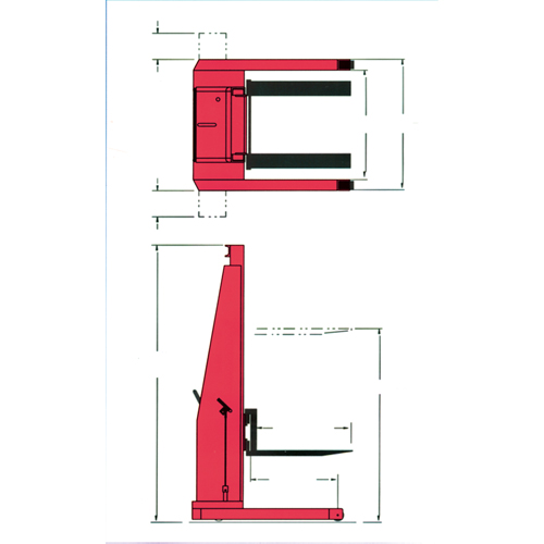 Gerbeur hydraulique, Fonctionnement &eacute;lectrique, Capacit&eacute; 1500 lb, Lev&eacute;e max 60" Action Paper