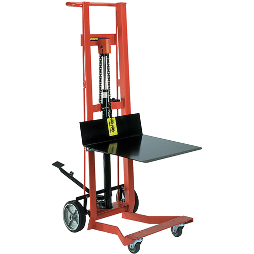 Hydraulic Platform Lift Stacker, Foot Pump Operated, 750 lbs. Capacity, 54" Max Lift Action Paper