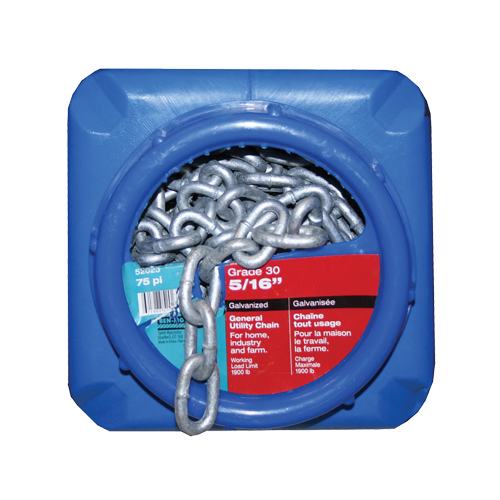 Hot-Dipped Galvanized Chains, Carbon Steel, 5/16" x 75' (22.9 m) L, Grade 30, 1900 lbs. (0.95 tons) Load Capacity Action Paper