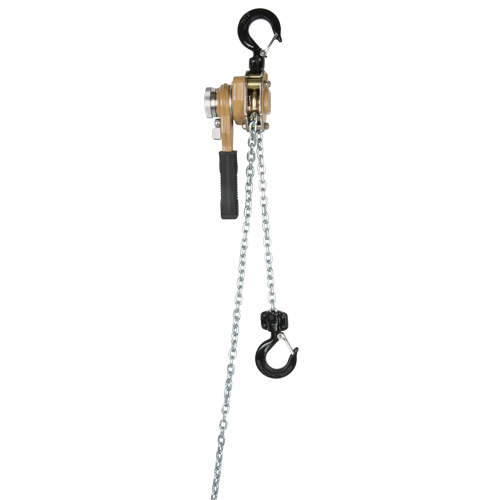 Heavy Duty Gold Series Lever Chain Hoist, 10' Lift, 500 lbs. (0.25 tons) Capacity, Alloy Steel Chain Action Paper