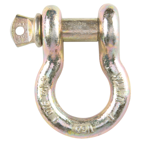 Screw Pin Anchor Shackle, 3/8", Screw Pin, Yellow Chromate Plated Action Paper