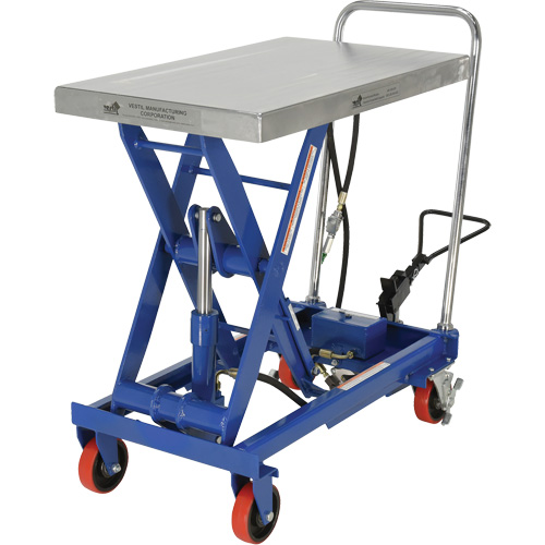 Pneumatic Hydraulic Scissor Lift Table, Steel, 32-1/2" L x 19-3/4" W, 1000 lbs. Cap. Action Paper