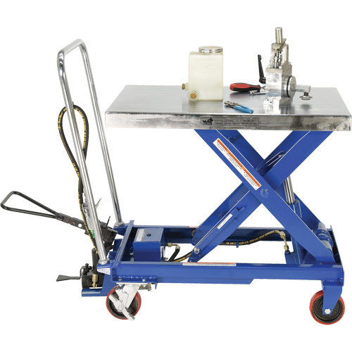 Pneumatic Hydraulic Scissor Lift Table, Steel, 32-1/2" L x 19-3/4" W, 1000 lbs. Cap. Action Paper