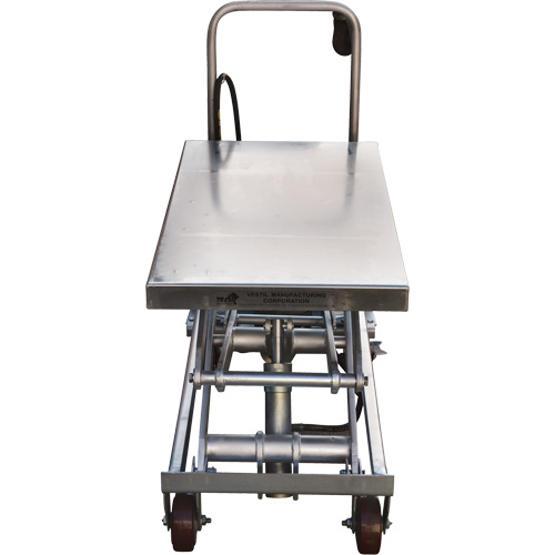 Pneumatic Hydraulic Scissor Lift Table, Stainless Steel, 35-1/2" L x 20" W, 800 lbs. Cap. Action Paper