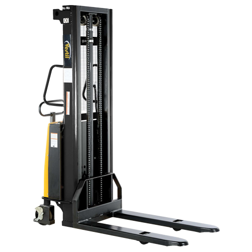 Fork Lift Stacker, Electric Operated, 2000 lbs. Capacity, 118" Max Lift Action Paper