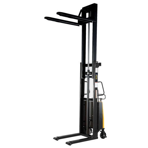 Fork Lift Stacker, Electric Operated, 2000 lbs. Capacity, 118" Max Lift Action Paper