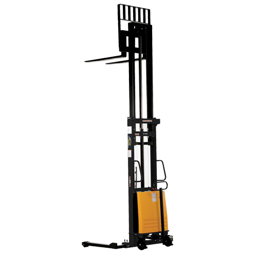 Fork Lift Stacker, Electric Operated, 2000 lbs. Capacity, 137" Max Lift Action Paper