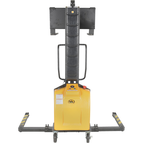 Narrow Mast Powered Lift Stacker, Electric Operated, 1000 lbs. Capacity, 63" Max Lift Action Paper