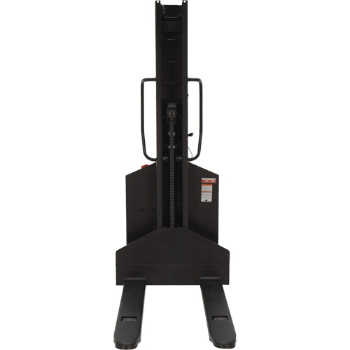 Narrow Mast Powered Lift Stacker, Electric Operated, 1000 lbs. Capacity, 63" Max Lift Action Paper