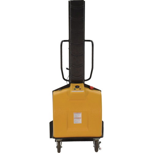 Narrow Mast Powered Lift Stacker, Electric Operated, 1000 lbs. Capacity, 63" Max Lift Action Paper