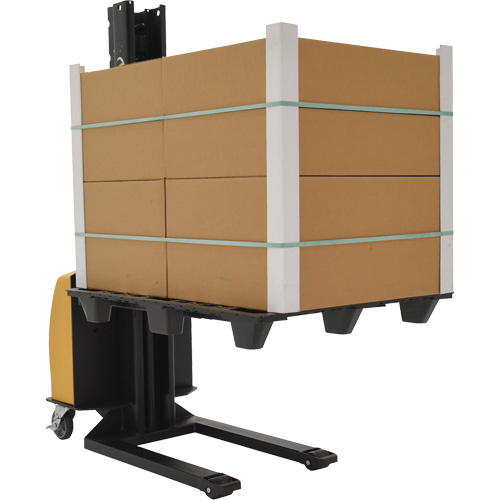 Narrow Mast Powered Lift Stacker, Electric Operated, 1000 lbs. Capacity, 63" Max Lift Action Paper