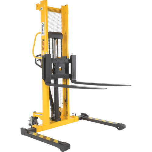 Manual Hydraulic Stacker, Hand Pump Operated, 2000 lbs. Capacity, 63" Max Lift Action Paper