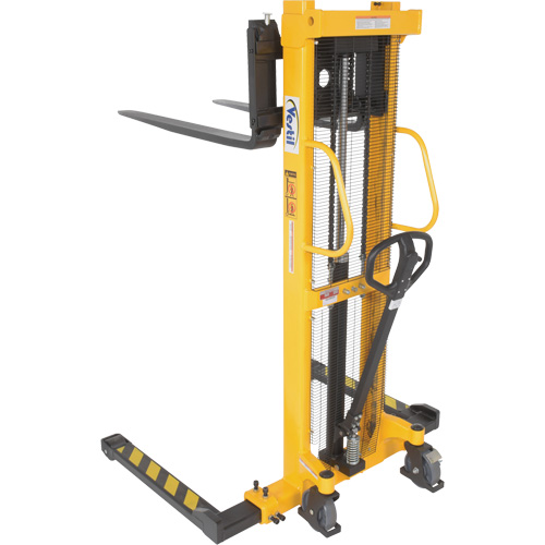 Manual Hydraulic Stacker, Hand Pump Operated, 2000 lbs. Capacity, 63" Max Lift Action Paper