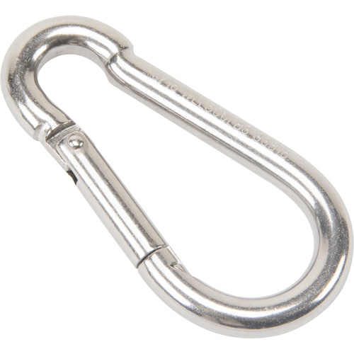 Stainless Steel Snap Hook, 500 lbs (0.25 tons) Working Load Limit, 5/16" Size, 1/2" Eye Action Paper