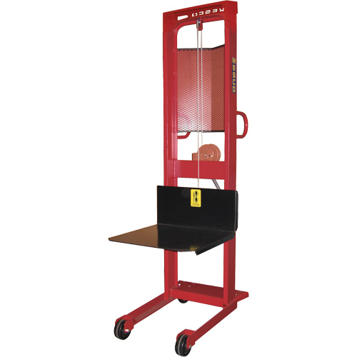 Winch Stacker, Hand Winch Operated, 1000 lbs. Capacity, 70" Max Lift Action Paper