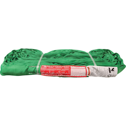 Polyester Round Sling, Green, 12' L, 6000 lbs. Vertical Load Action Paper