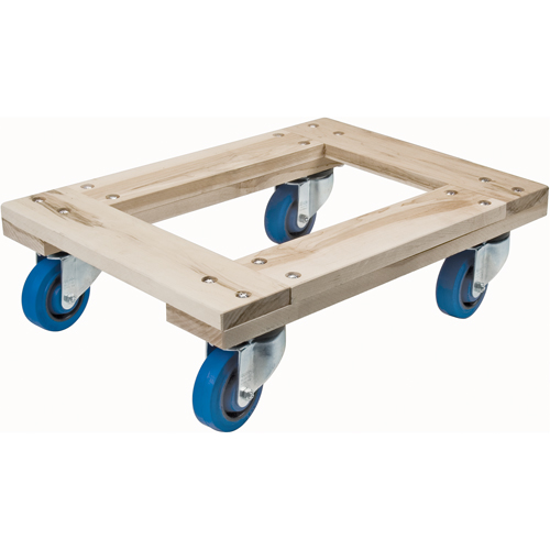 Wood Dollies - Heavy-Duty, Rubber Wheels, 1400 lbs. Capacity, 18" W x 30" D x 7" H Action Paper