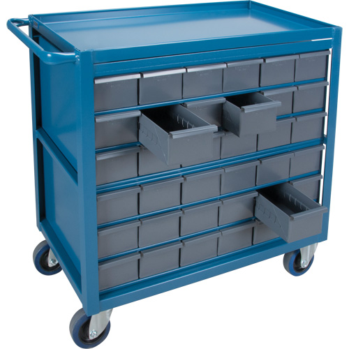 Drawer Shelf Cart, 1200 lbs. Capacity, Steel, 18" x W, 35" x H, 36" D, Rubber Wheels, All-Welded, 36 Drawers Action Paper