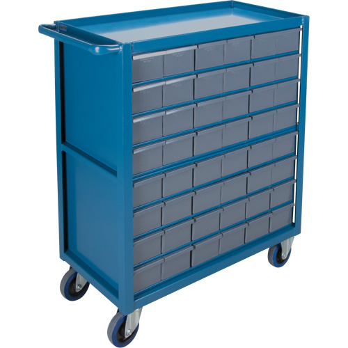 Drawer Shelf Cart, 1200 lbs. Capacity, Steel, 18" x W, 35" x H, 36" D, Rubber Wheels, All-Welded, 48 Drawers Action Paper
