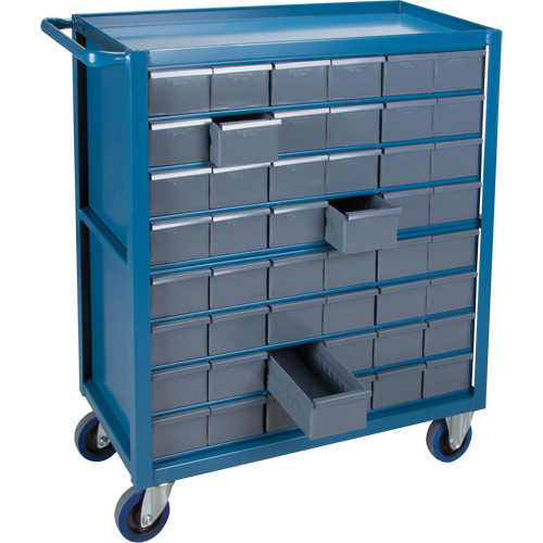 Drawer Shelf Cart, 1200 lbs. Capacity, Steel, 18" x W, 35" x H, 36" D, Rubber Wheels, All-Welded, 48 Drawers Action Paper