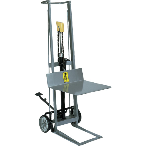 Hydraulic Platform Lift Stacker, Foot Pump Operated, 400 lbs. Capacity, 54" Max Lift Action Paper