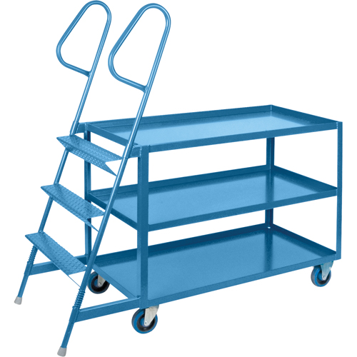 Stock Picking Carts, Steel, 24" W x 64" D, 3 Shelves, 1200 lbs. Capacity Action Paper