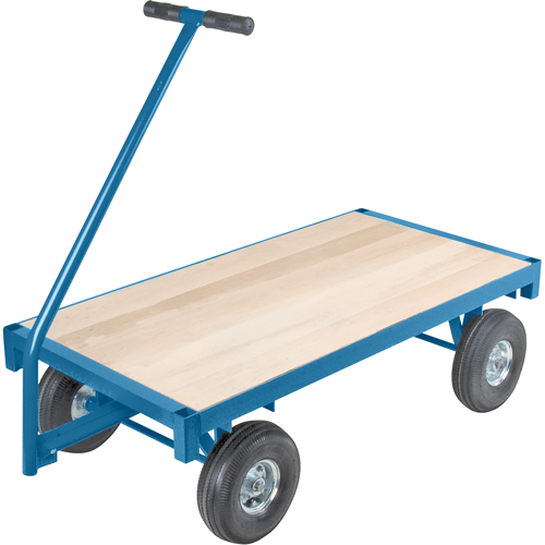 Ergonomic Platform Wagon Trucks, 36" W x 72" L, 45" Handle, 1000 lbs. Capacity, 10" Wheel Dia., Pneumatic Wheels Action Paper
