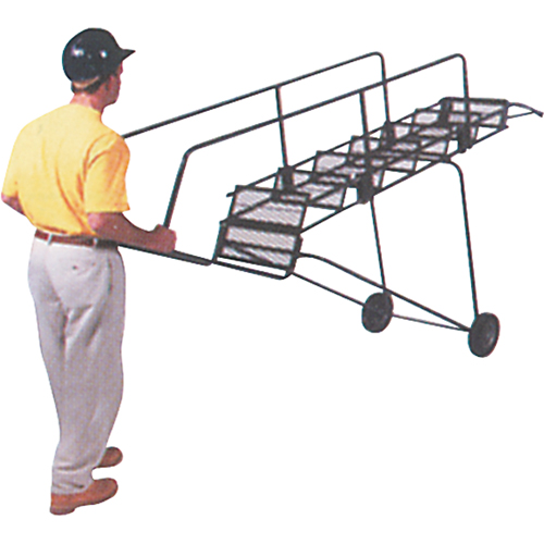 Fold-N-Store Rolling Ladders, 6 Steps, Perforated, 60" High Action Paper
