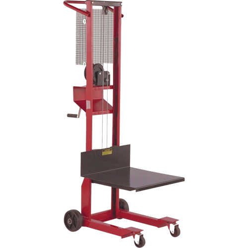 Platform Lift Stacker, Hand Winch Operated, 500 lbs Capacity, 54" Max Lift Action Paper